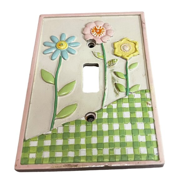 Vintage Hand-Painted Floral Ceramic Single Light Switch Cover Plate - Picture 1 of 6